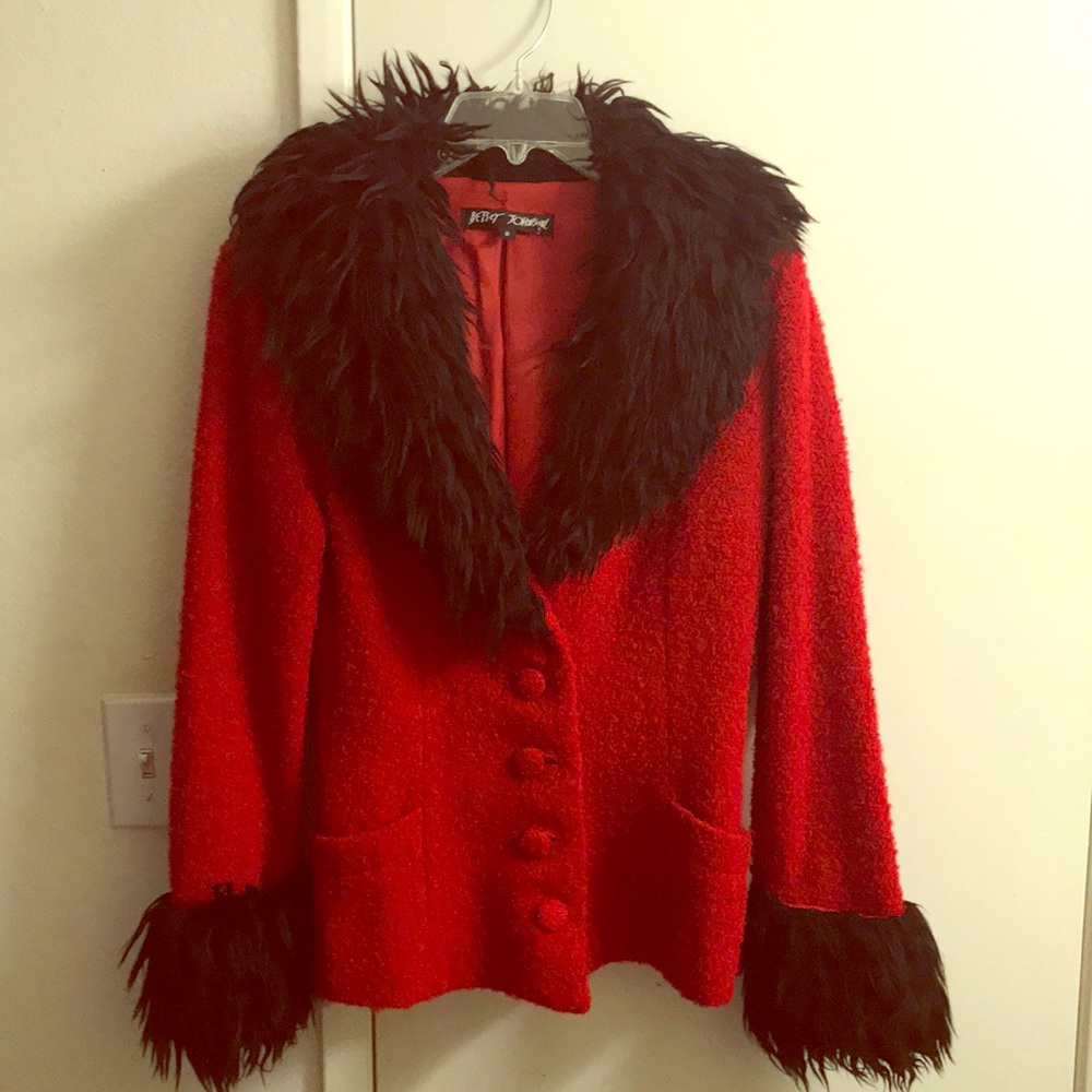 90s Betsey Johnson Red Tweed Jacket